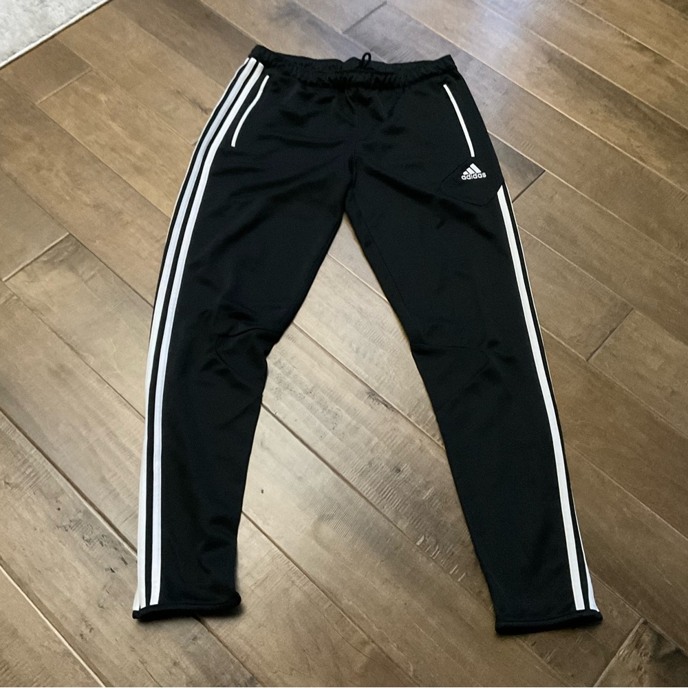 Excellent Condition! Adidas Black Joggers with White Stripes. SzM